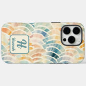 Aangepaste Naam en Monogrammed Waterverf Patroon Case-Mate iPhone Case (Achterkant (horizontaal))
