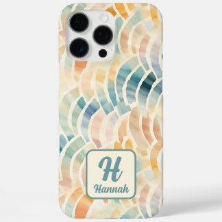 Aangepaste Naam en Monogrammed Waterverf Patroon iPhone 16 Pro Max Hoesje