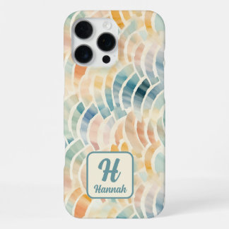 Aangepaste Naam en Monogrammed Waterverf Patroon iPhone 16 Pro Max Hoesje