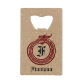 Aangepaste naam en monogrammen Celtic Style Ourobo Creditkaart Flessenopener (Voorkant)