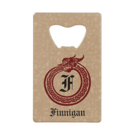 Aangepaste naam en monogrammen Celtic Style Ourobo Creditkaart Flessenopener