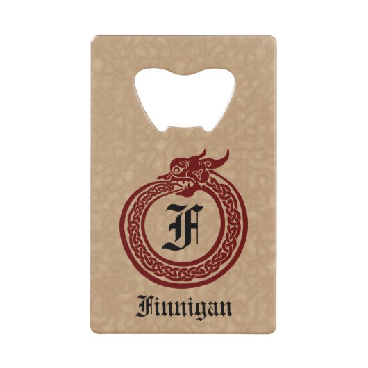 Aangepaste naam en monogrammen Celtic Style Ourobo Creditkaart Flessenopener (Voorkant)
