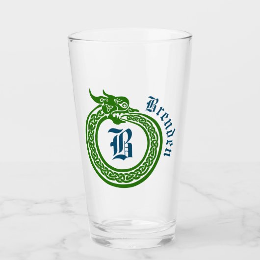 Aangepaste naam en monogrammen Celtic Style Ourobo Glas (Voorkant)