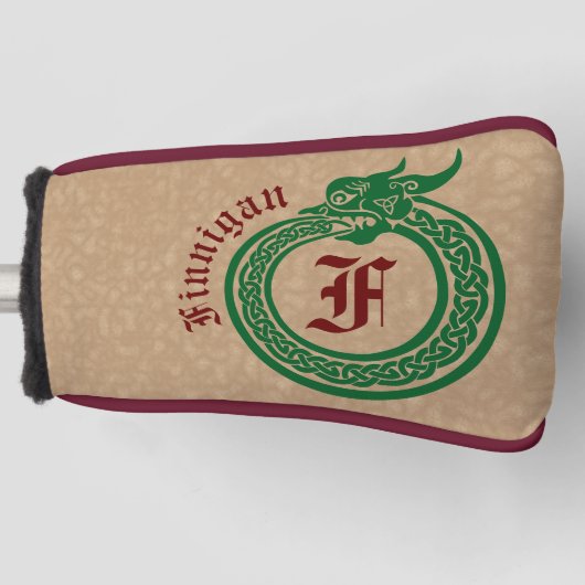 Aangepaste naam en monogrammen Celtic Style Ourobo Golfheadcover (Voorkant)