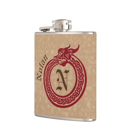 Aangepaste naam en monogrammen Celtic Style Ourobo Heupfles (Links)