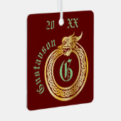 Aangepaste naam en monogrammen Celtic Style Ourobo Metalen Ornament (Voorkant Rechts)