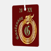 Aangepaste naam en monogrammen Celtic Style Ourobo Metalen Ornament (Voorkant links)