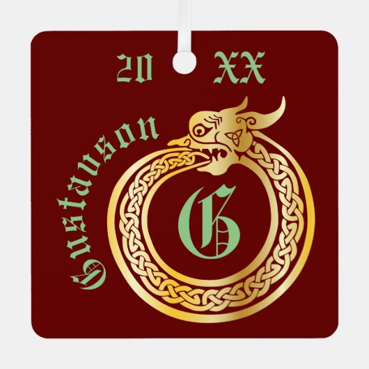 Aangepaste naam en monogrammen Celtic Style Ourobo Metalen Ornament (Voorkant)