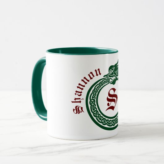 Aangepaste naam en monogrammen Celtic Style Ourobo Mok (Voorkant links)