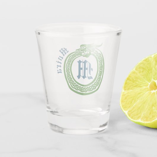 Aangepaste naam en monogrammen Celtic Style Ourobo Shot Glas (Achterkant)