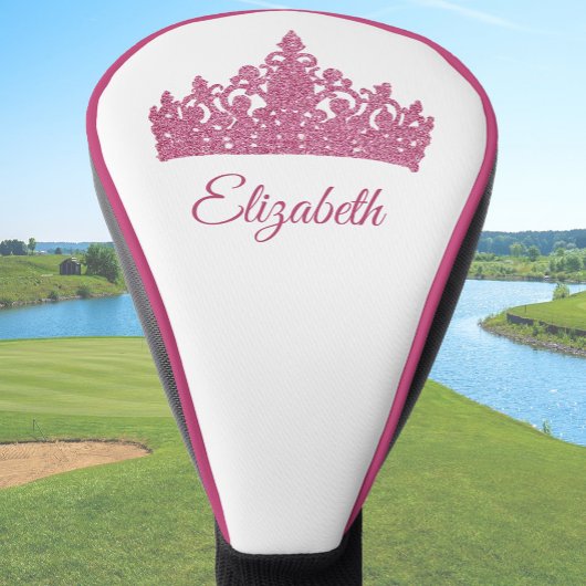 Aangepaste naam en mooie roze kroon golfheadcover