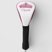 Aangepaste naam en mooie roze kroon golfheadcover (Voorkant)