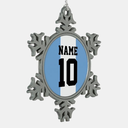 Aangepaste naam en nummer Argentinië vlag Tin Sneeuwvlok Ornament (Links)