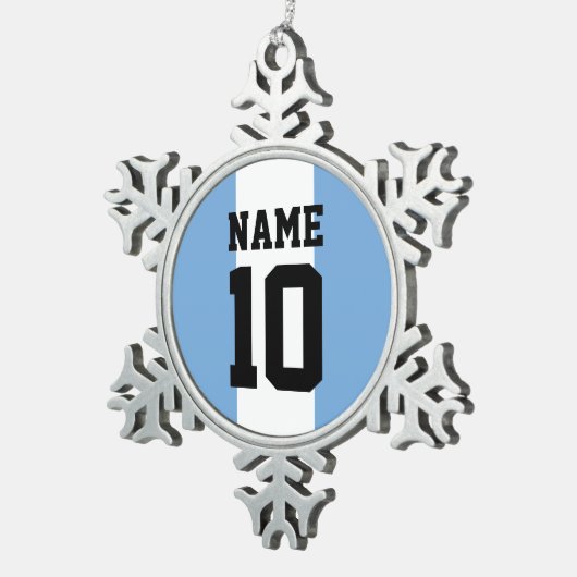 Aangepaste naam en nummer Argentinië vlag Tin Sneeuwvlok Ornament (Rechts)