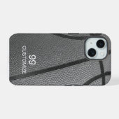 Aangepaste naam en nummer basketbal iPhone 15 case (Achterkant horizontaal)