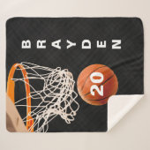 Aangepaste naam en nummer Basketball Sherpa Blanke Deken (Voorkant (horizontaal))