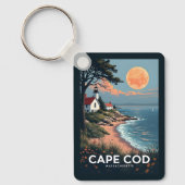 Aangepaste naam en nummer Cape Cod Massachusetts Sleutelhanger (Voorkant)