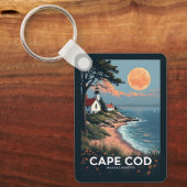 Aangepaste naam en nummer Cape Cod Massachusetts Sleutelhanger (Voorkant)
