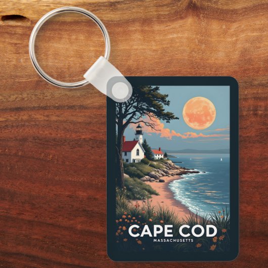 Aangepaste naam en nummer Cape Cod Massachusetts Sleutelhanger (Voorkant)