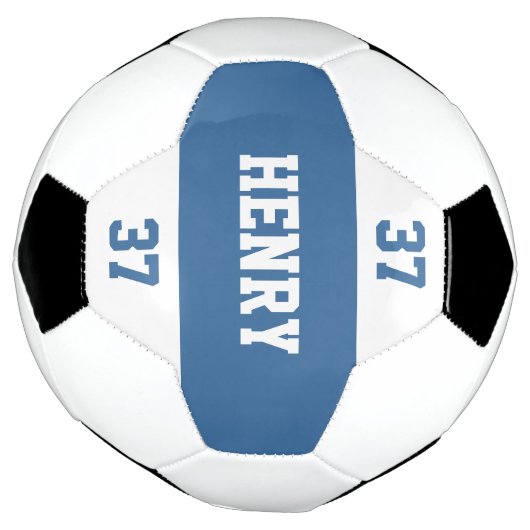 Aangepaste naam en nummer Cool Blue op maat Voetbal (Gedraaid)