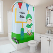 Aangepaste naam en nummer groene Football Player Douchegordijn (In situ)