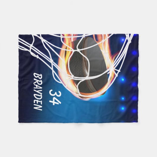 Aangepaste naam en nummer hoofddoekje fleece deken (Voorkant (Horizontaal))