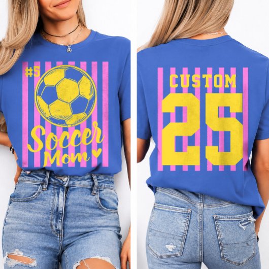 Aangepaste naam en nummer van voetbalmoeder  t-shirt