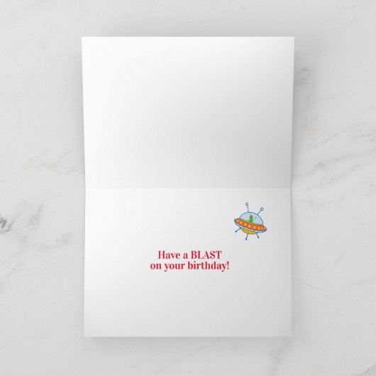 Aangepaste naam en ouderdag met ruimteschip feestdagen kaart (Binnen)