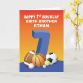 Aangepaste naam en Relatie Boy 7th Birthday Sports Kaart (Gele Bloem)