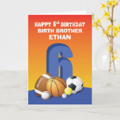 Aangepaste naam en Relatie Jongen 6e Verjaardag Sp Kaart (Gele Bloem)