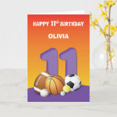 Aangepaste naam en relatie Meisje 11e verjaardag S Kaart (Gele Bloem)