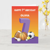Aangepaste naam en Relatie Meisje 7e Verjaardag Sp Kaart (Gele Bloem)