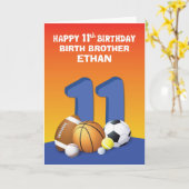 Aangepaste naam en relatiekeuter 11e Birthday Spor Kaart (Gele Bloem)