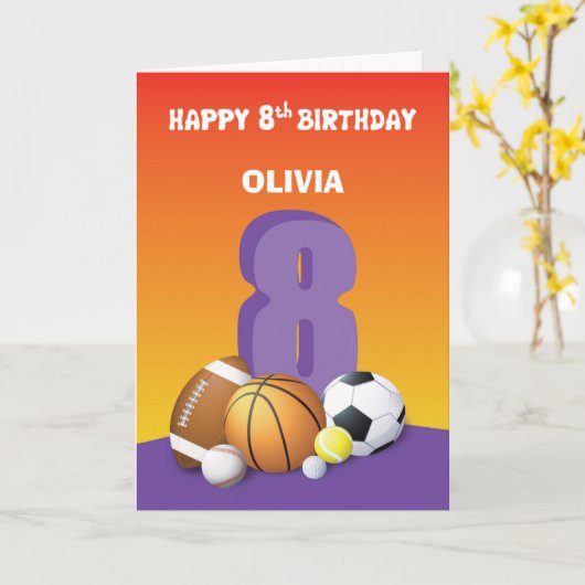 Aangepaste naam en relatieservice 8e geboortedag kaart (Gele Bloem)