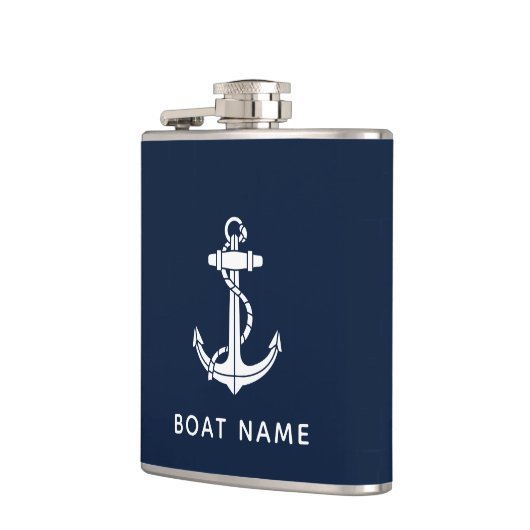 Aangepaste naam en scheepsanker heupfles (Links)