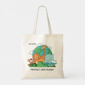 Aangepaste naam en tekst aarde met dieren tote bag (Achterkant)