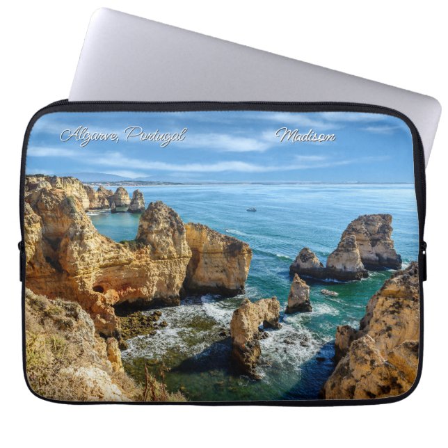 Aangepaste naam en tekst Algarve, Portugal Laptop Sleeve (Voorkant)