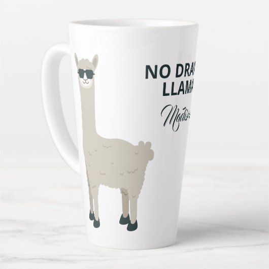 Aangepaste naam en tekst Cool Llama Latte mok (Linkerhoek)