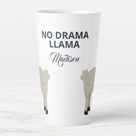 Aangepaste naam en tekst Cool Llama Latte mok (Voorkant)