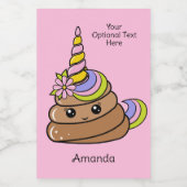 Aangepaste naam en tekst eenhoornpoep voedselcontainer etiket (Enkel label)
