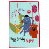 AANGEPASTE NAAM EN TEKST HAPPY MONSTER CADEAUZAK MEDIUM CADEAUZAKJE (Voorkant)