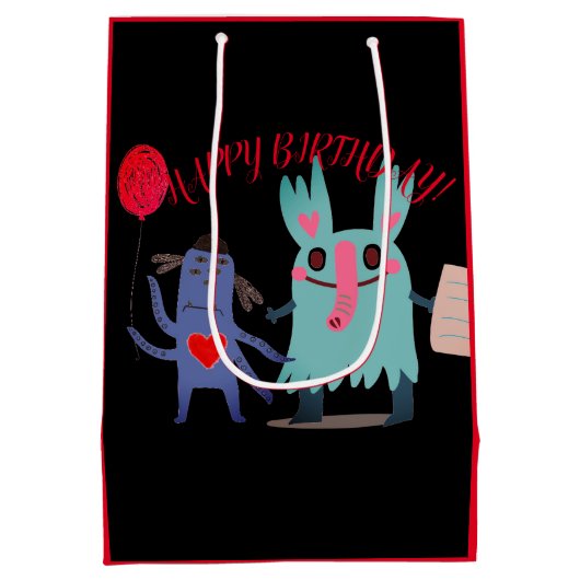 AANGEPASTE NAAM EN TEKST HAPPY MONSTER CADEAUZAK MEDIUM CADEAUZAKJE (Achterkant)