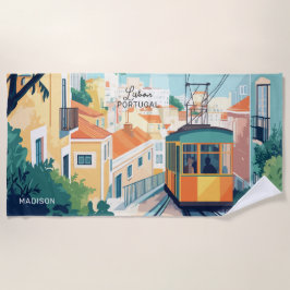 Aangepaste naam en tekst Lissabon Portugal Strandlaken
