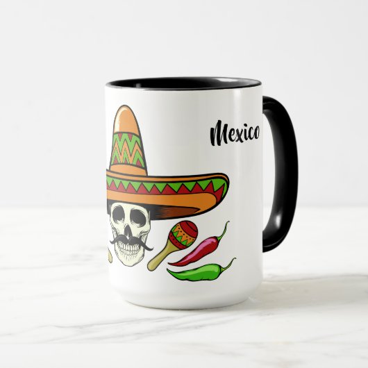 Aangepaste naam en tekst Mexicaanse schedelmokken Mok (Voorkant rechts)