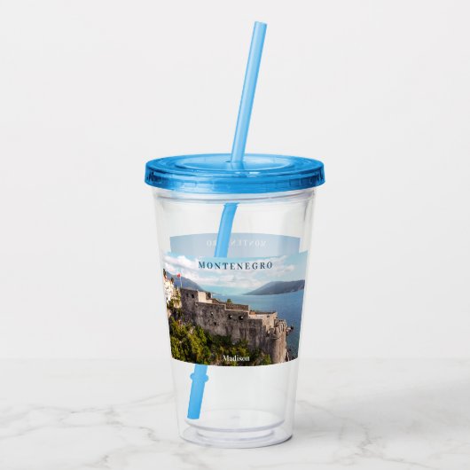 Aangepaste naam en tekst Montenegro Acryl Drinkbeker (Achterkant)