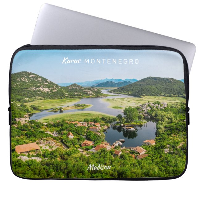 Aangepaste naam en tekst Montenegro Laptop Sleeve (Voorkant)