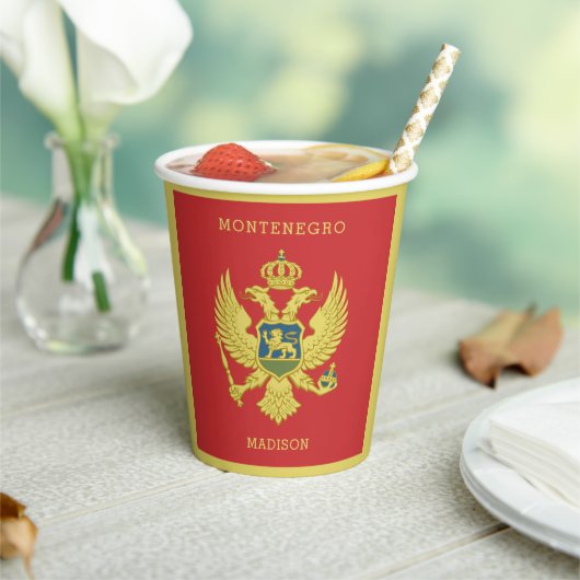 Aangepaste naam en tekst Montenegro Papieren Bekers (Insitu)