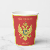 Aangepaste naam en tekst Montenegro Papieren Bekers (Achterkant)