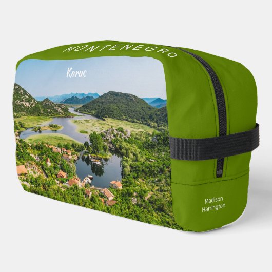 Aangepaste naam en tekst Montenegro Toilettasje (Linkerhoek)
