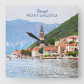 Aangepaste naam en tekst Montenegro Vierkante Klok (Voorkant)